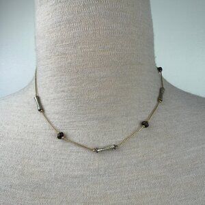 LC silver Tone & Gold Tone Station Chain Necklace 18.5"